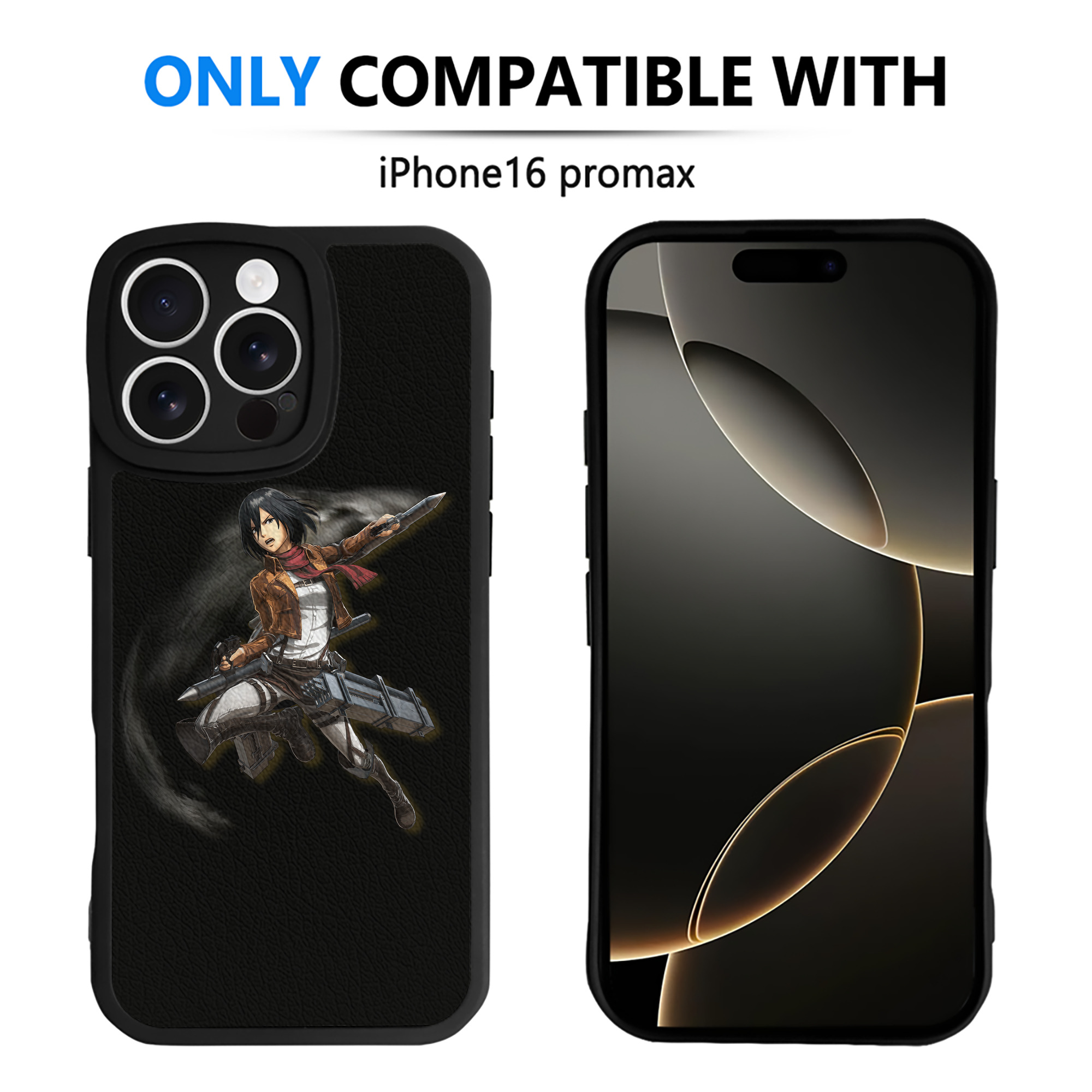 （画像用） 進撃の巨人 ミカサ·アッカーマン Attack on Titan Mikasa Ackerman 【iPhone 16シリーズ対応】シリコンスマホケース（レザー調） 材質：シリコン